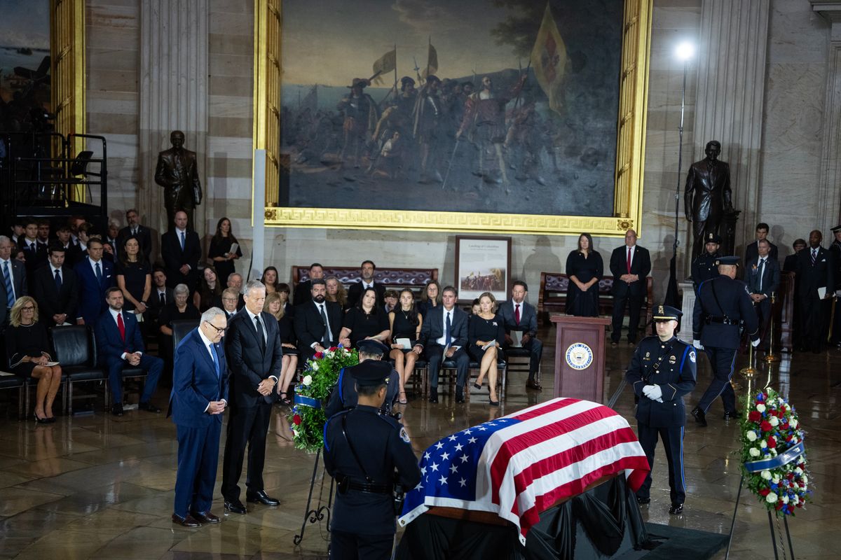 President Donald Trump attended Senator Lindsey Graham's funeral without First Lady Melania Trump, whose absence drew widespread attention online.