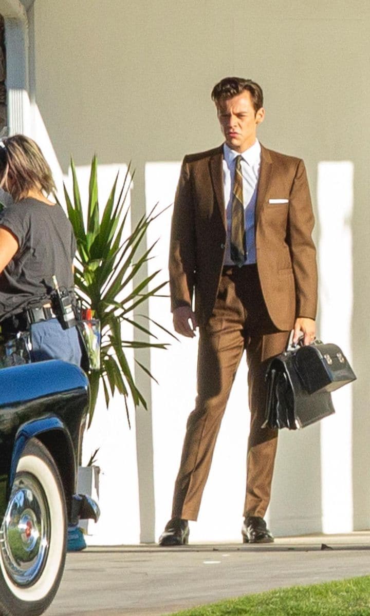 Harry Styles on the set of a movie
