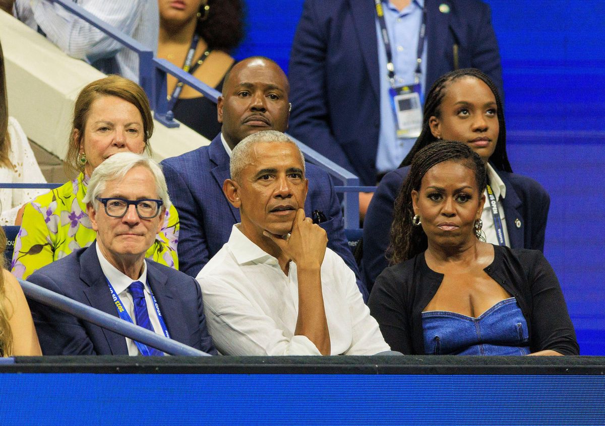 August 28, 2023, Flushing Meadows, New York, USA: President Barack Obama and Michelle Obama attend Day 1 of the 2023 US Open held at the USTA Billie Jean King National Tennis Center on Monday August 28, 2023 in the Flushing neighborhood of the Queens borough of N ew York City. JAVIER ROJAS/PI (Credit Image: © PI via ZUMA Press Wire)