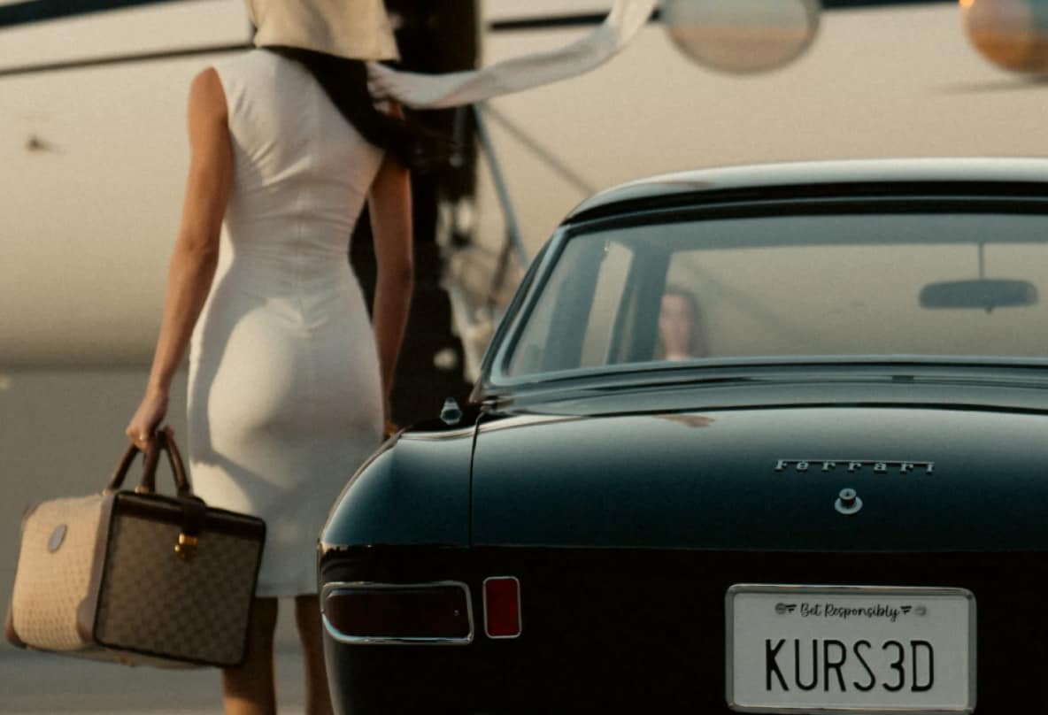 Jenner switches gears with a more polished, vintage-inspired ensemble as she heads toward a private jet.