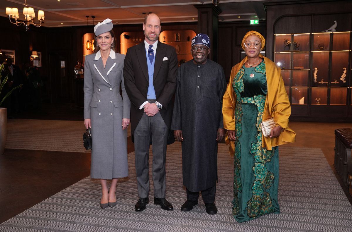 Britain's Prince William, Prince of Wales and wis wife Britain's Catherine, Princess of Wales pose alongside Nigeria's President Bola Tinubu and his wife Oluremi Tinubu.