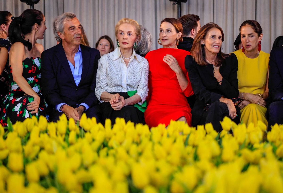 Venezuelan designer Carolina Herrera (2nd L) attends her 2027 Spring/Summer show during New York Fashion Week in New York on September 14, 2026.