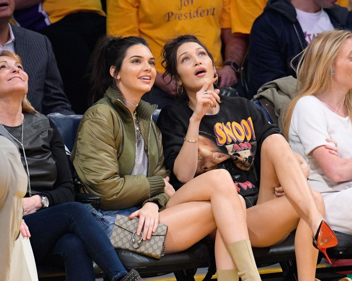 Kendall Jenner and Bella Hadid at a 2016 basketball 