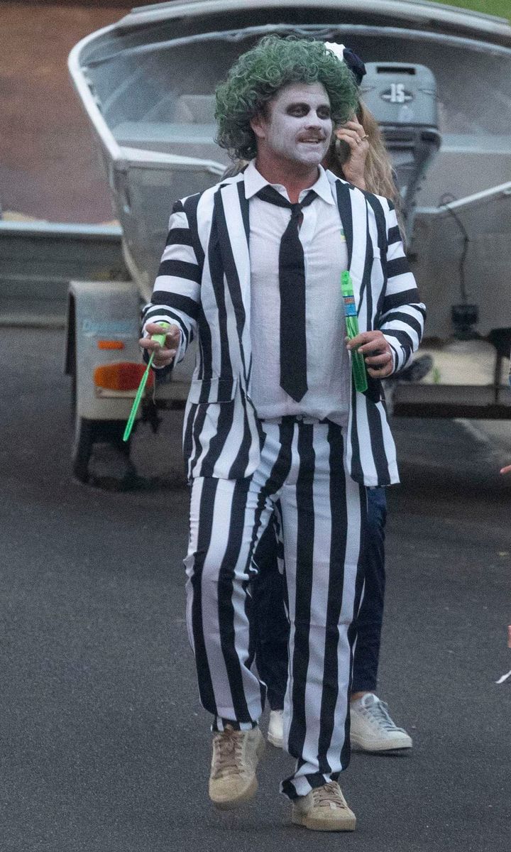 Luke Hemsworth, dressed as Beetlejuice