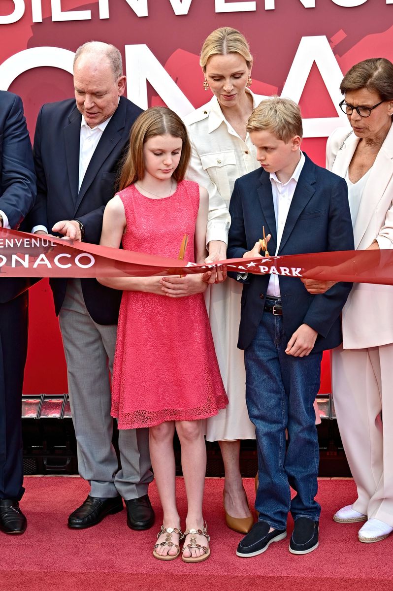 Princess Charlene looked effortlessly elegant in a chic ivory shirt dress during the inauguration of the new Monaco area at Europa-Park.