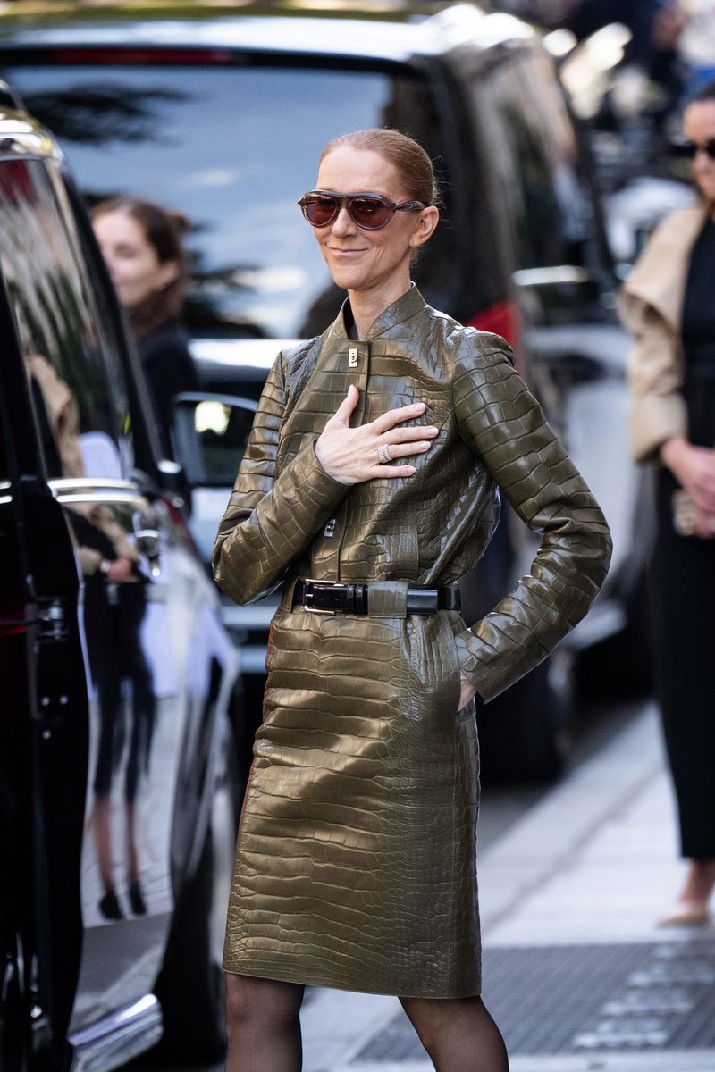 Celine Dion leaves her hotel during Day Five of Paris Fashion Week
