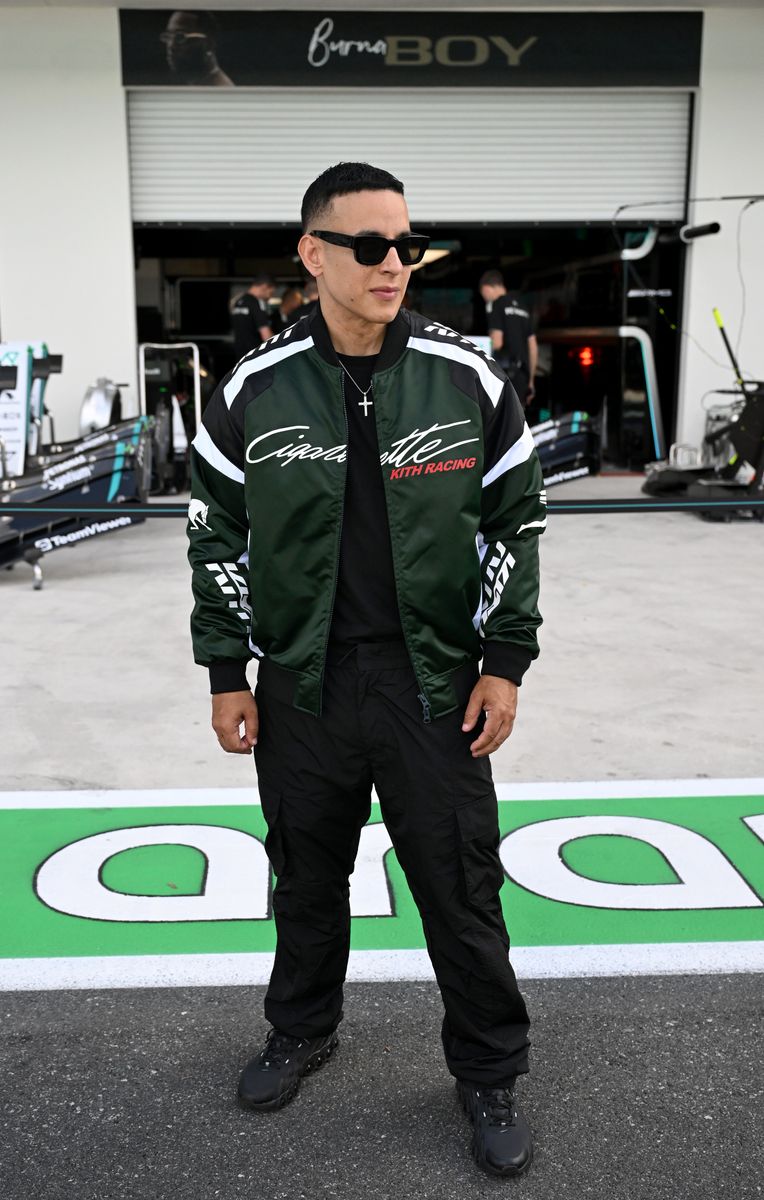 Daddy Yankee poses for a photo in the Pitlane during previews ahead of the F1 Grand Prix of Miami at Miami International Autodrome on May 01, 2025 in Miami, Florida. 