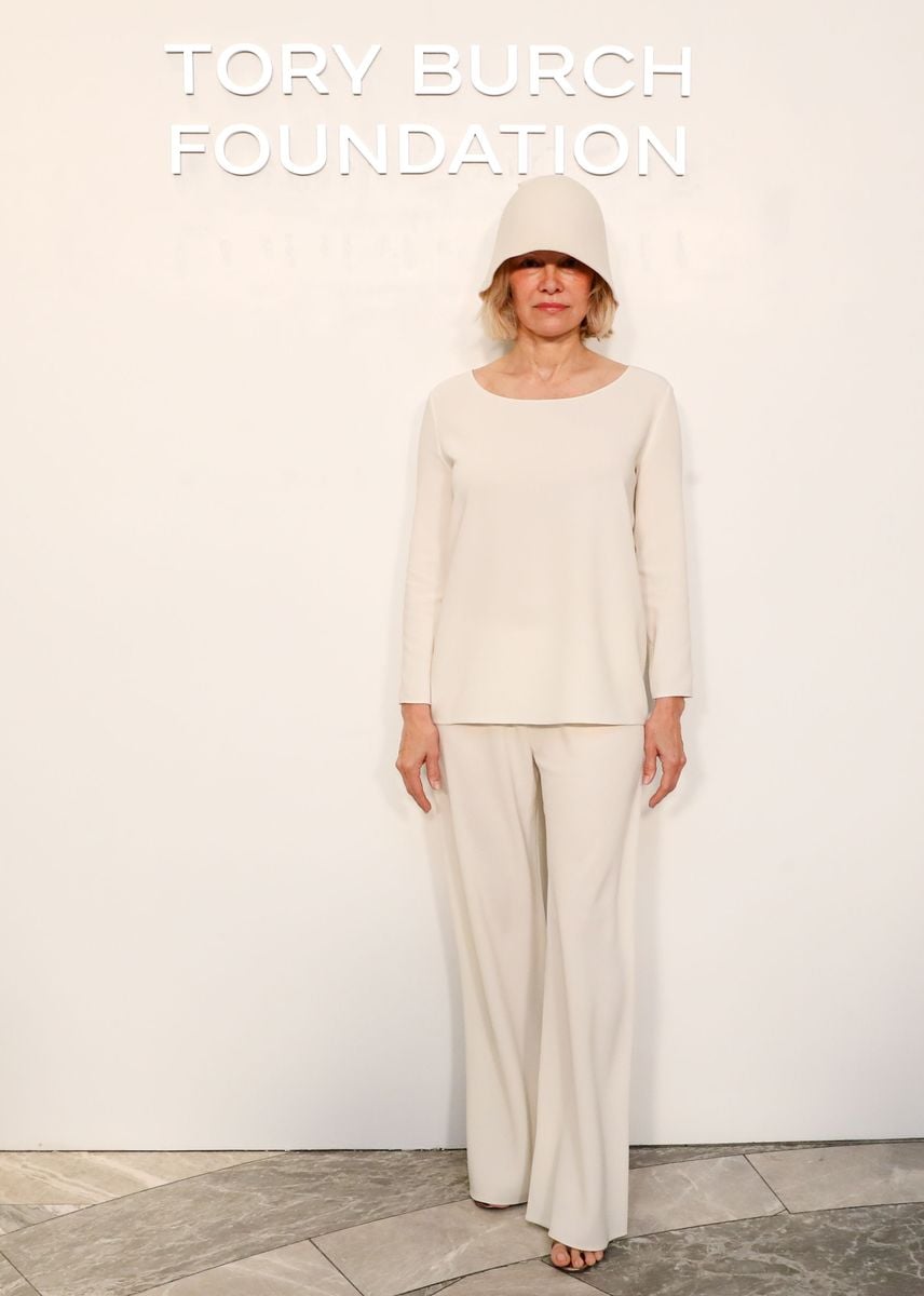 Pamela Anderson at the Tory Burch Foundation Honors Martha Stewart at 2025 Founders Breakfast