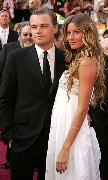 Leo poses on the red carpet with former flame Gisele Bundchen.
<br>
Photo: Getty Images