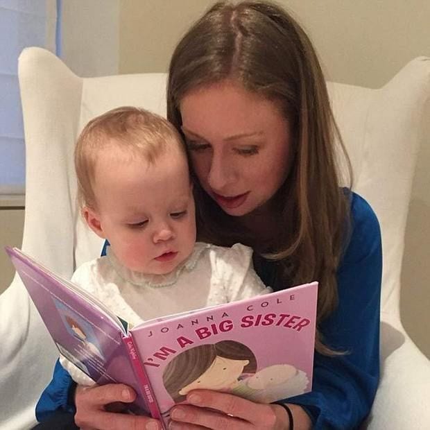 Chelsea announced that she was pregnant in December.
<br>Photo: Twitter/@chelseaclinton