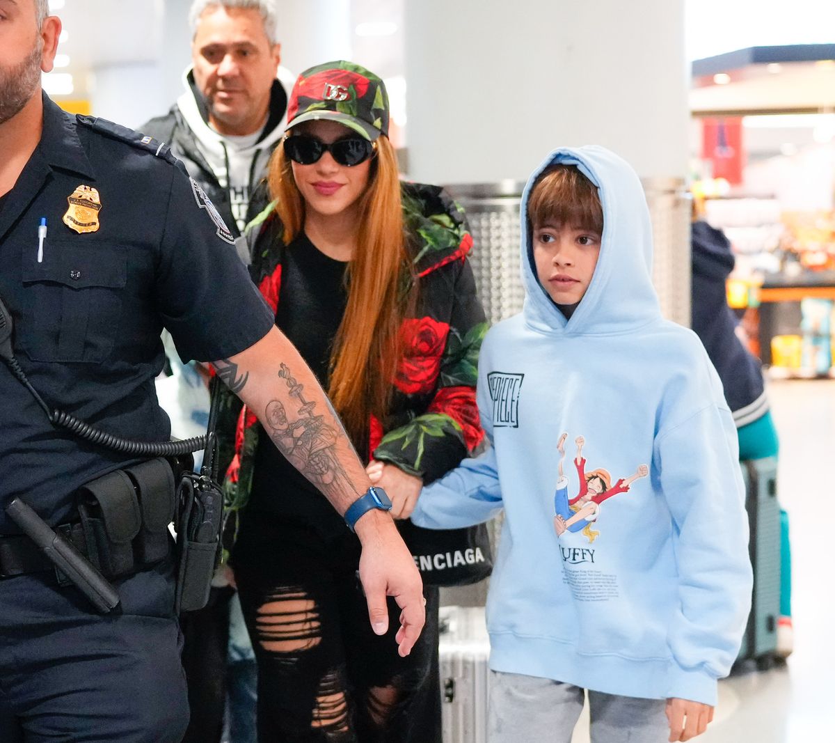 Shakira and Milan Pique Mebarak are seen at JFK Airport on March 9, 2023 in New York City. (Photo by MEGA/GC Images)
