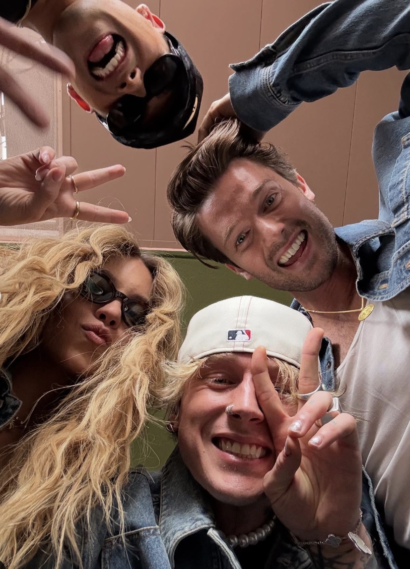 Machine Gun Kelly hanging out with his friends Sydney Sweeney and Patrick Schwarzenegger