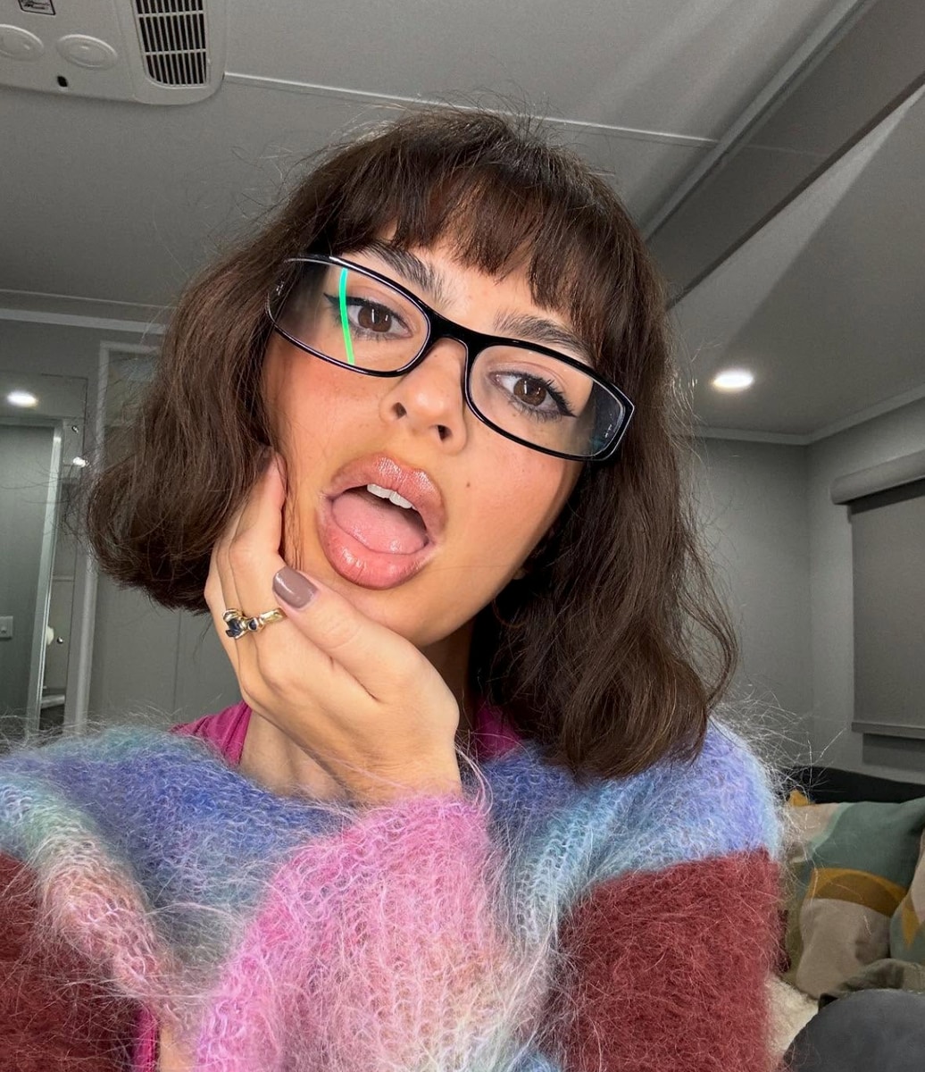 Emily Ratajkowski on the set of her latest Netflix project, 'Too Much.'