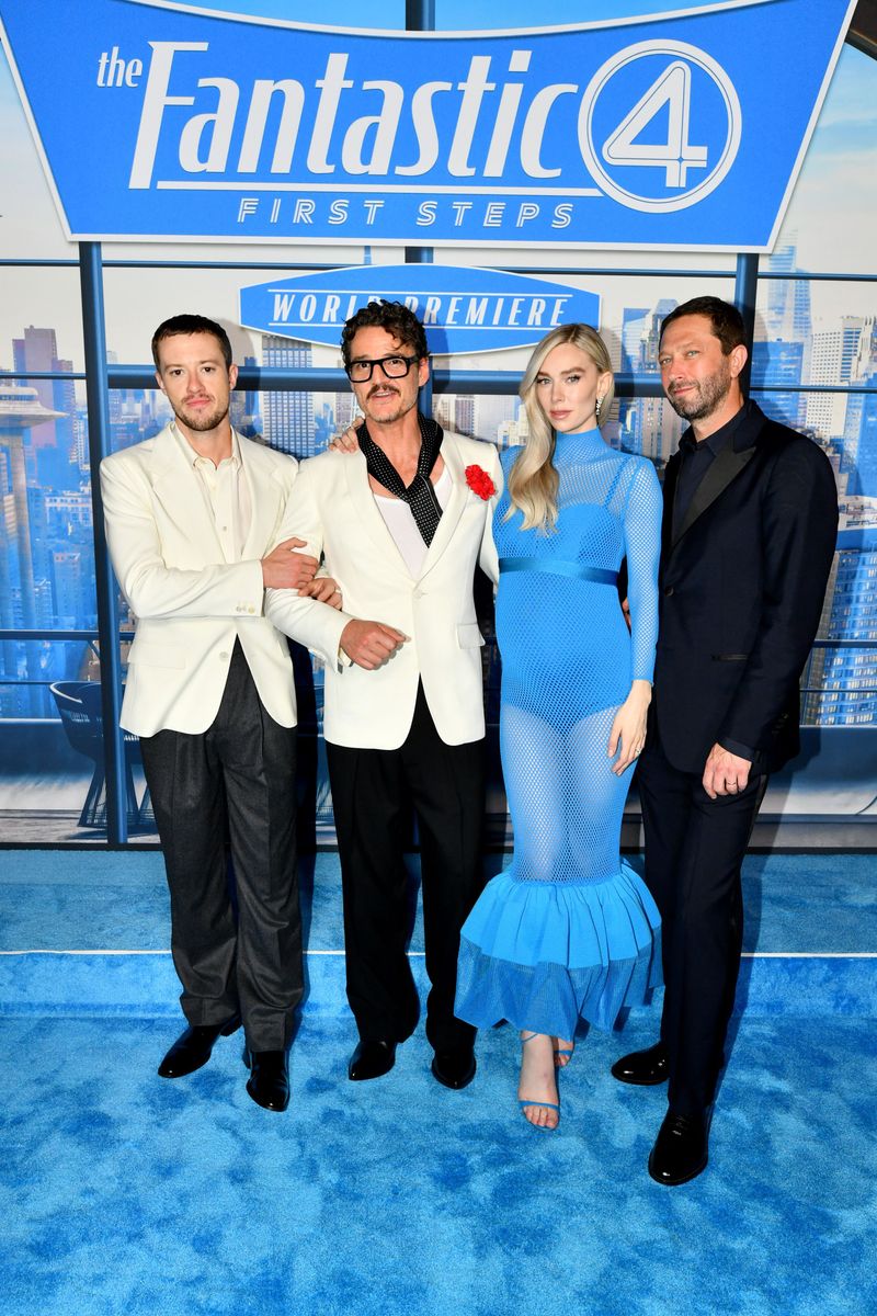 Joseph Quinn, Pedro Pascal, Vanessa Kirby and Ebon Moss-Bachrach attend The Fantastic Four: First Steps World Premiere in Los Angeles