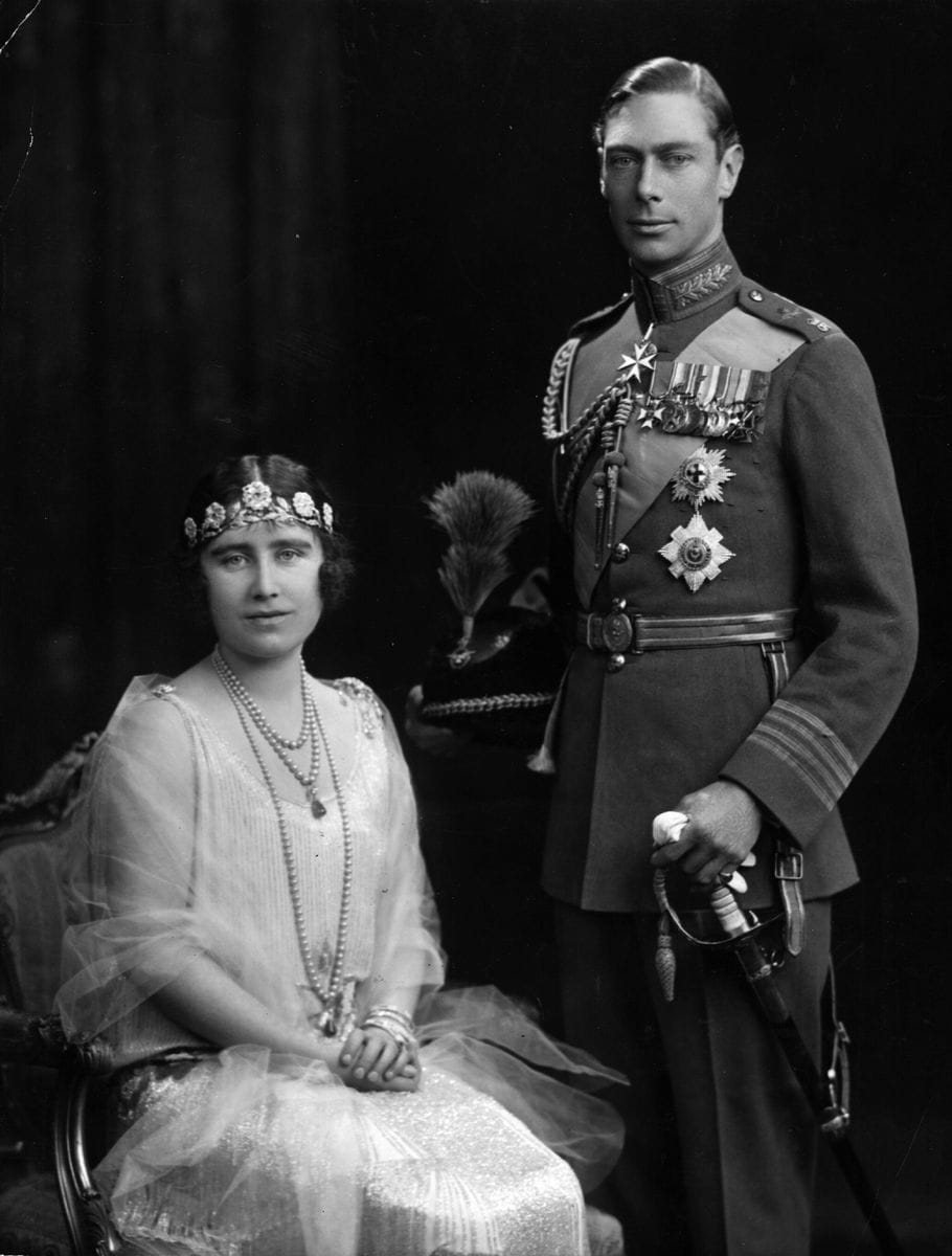 The Duke and Duchess of York on their marriage day, later becoming King George VI (1895 - 1952) and Queen Elizabeth (1900 - 2002).