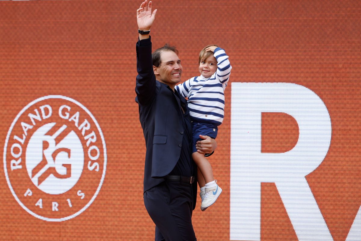 Rafael Nadal held on to his son as he was honored at the 2025 French Open