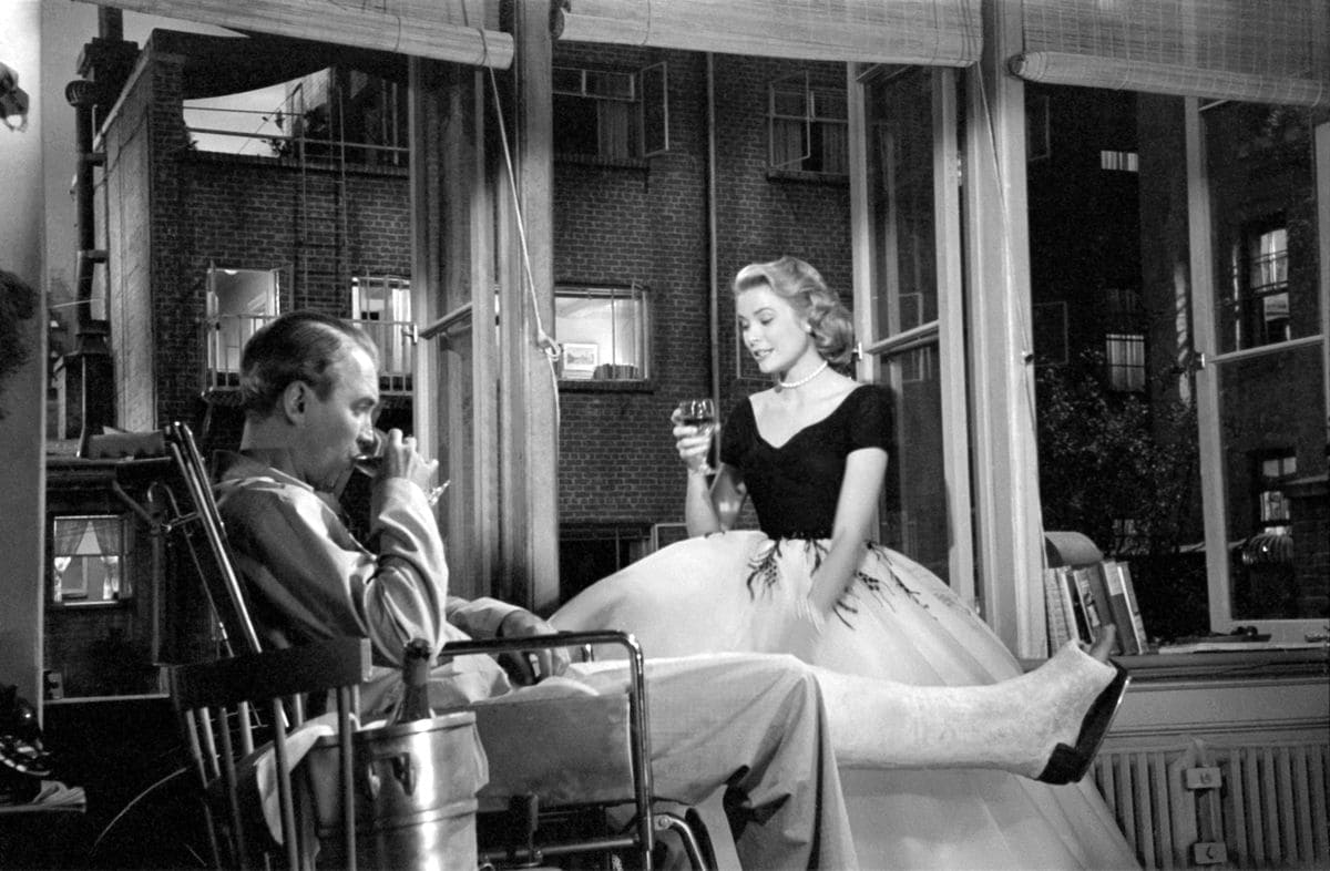 Grace Kelly and Jimmy Stewart on the set of the Paramount Pictures movie 'Rear Window' in November 1953 in Los Angeles, California. 