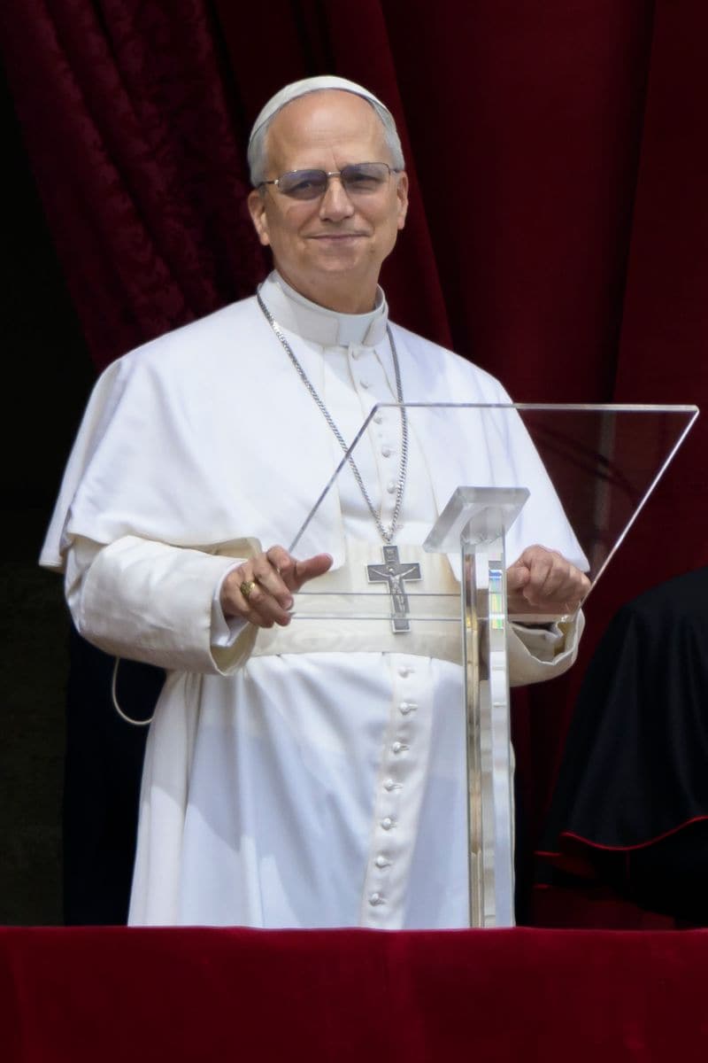  Pope Leo XIV gives a speech from the Central Lodge balcony in St. Peter's Square. Pope Leo XIV, who once served as bishop of the Diocese of Chiclayo in Peru, 