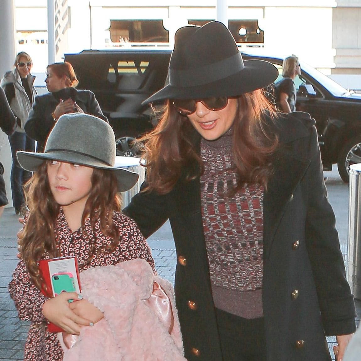 Salma Hayek and her daughter Valentina Paloma in fedora hats