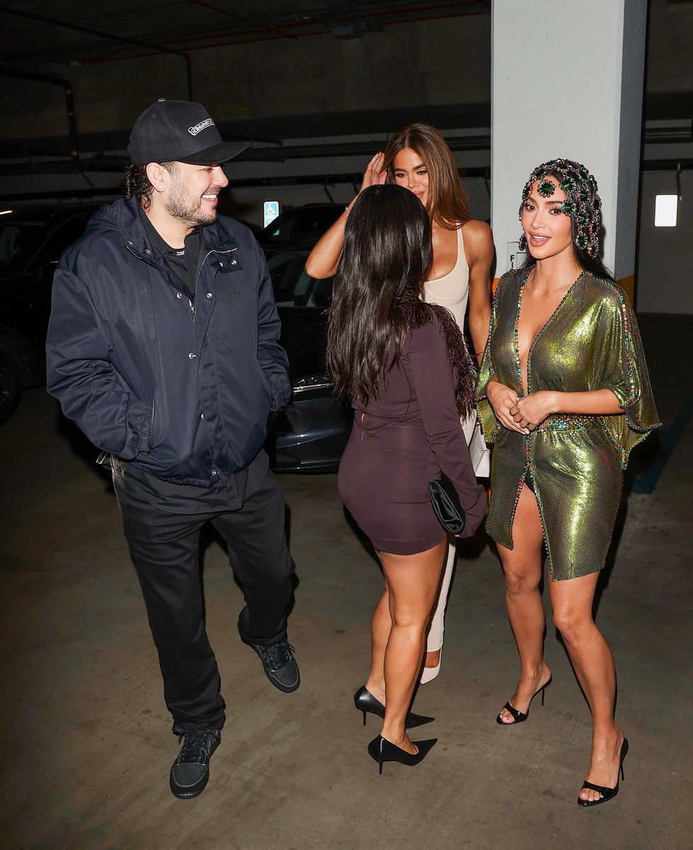 Rob Kardashian made a rare public appearance alongside Kim Kardashian and Khloé Kardashian during Kim's 46th birthday celebration at Baldi in Beverly Hills on October 20, 2026.