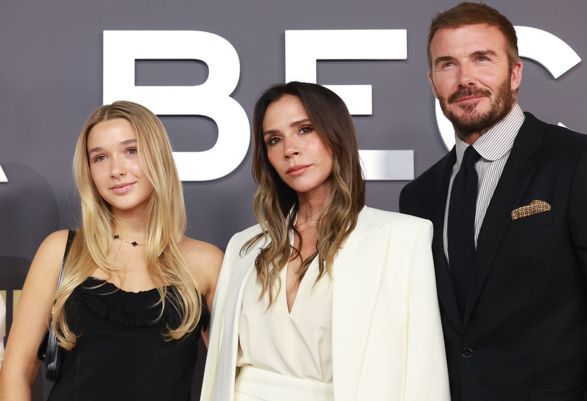 Victoria Beckham's 14-year-old daughter Harper Beckham was right by her side, turning heads in a stunning look of her own.