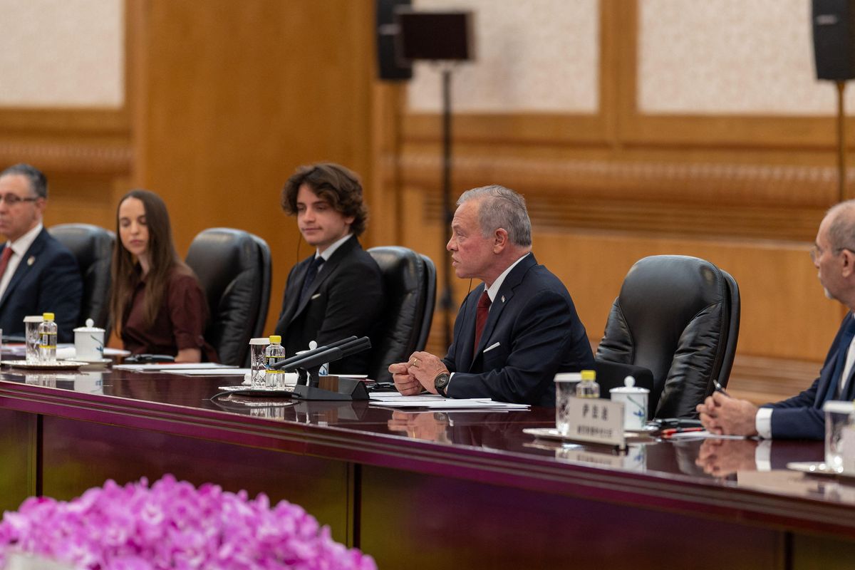 The young royal accompanied her father, King Abdullah II, and younger brother, Prince Hashem, during the high-profile visit.