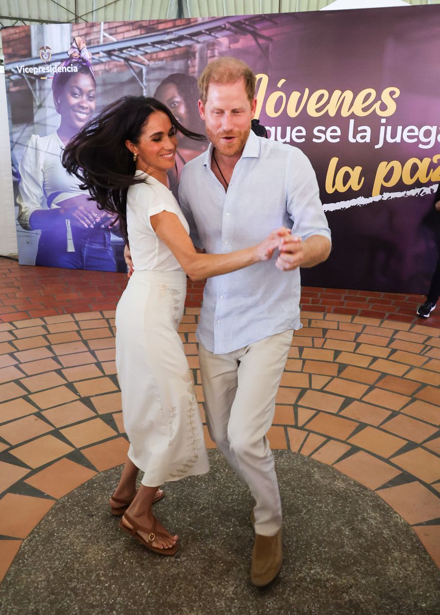 CALI, COLOMBIA - AUGUST 18: Meghan, Duchess of Sussex and Prince Harry, Duke of Sussex seen at the Unidad Recreativa El Vallado on August 18, 2024 in Cali, Colombia.  (Photo by Eric Charbonneau/Archewell Foundation via Getty Images)