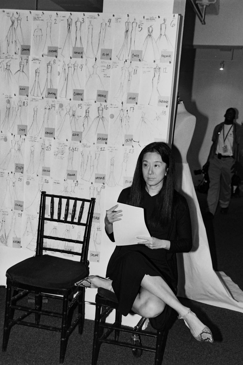 Vera Wang backstage during a bridal fashion show, New York, New York, circa 1990