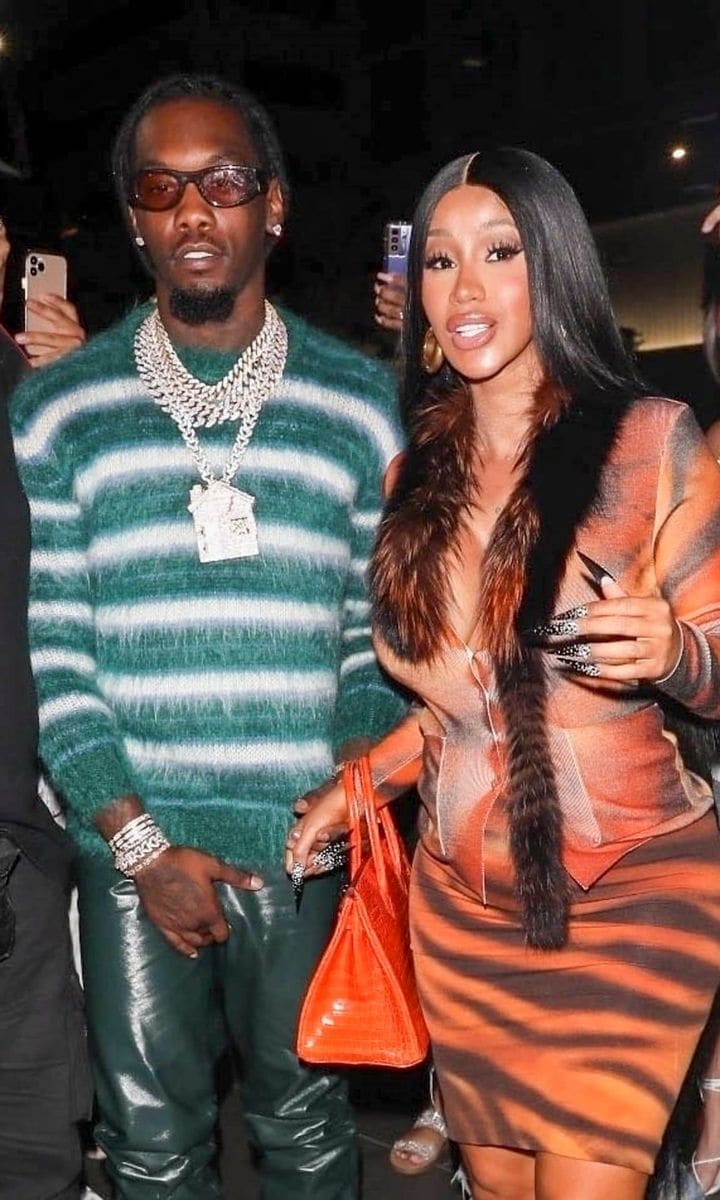 Cardi B flaunts her growing bump while grabbing dinner with Offset after surprise baby announcement