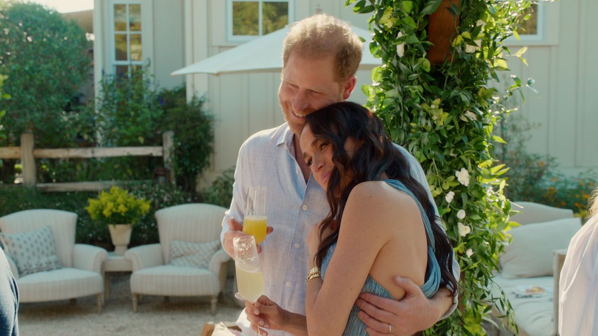 With Love, Meghan. (L to R) Harry, Duke of Sussex, Meghan, Duchess of Sussex in episode 108 of With Love, Meghan. Cr. Courtesy of Netflix Â© 2024