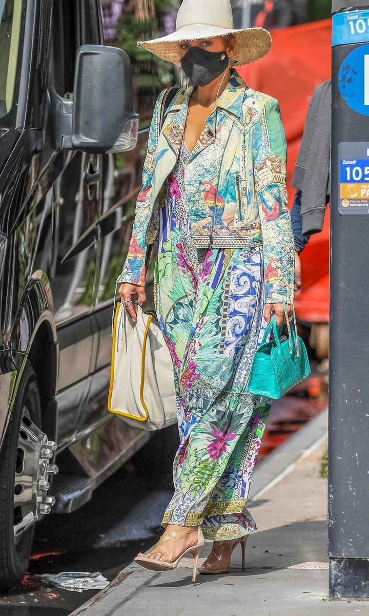 Jennifer Lopez wore a eccentric outfit in New York City.