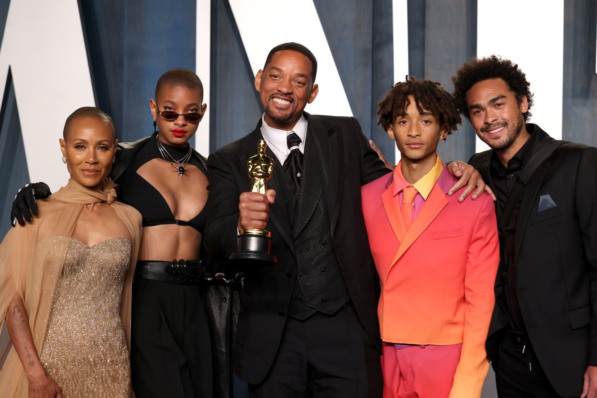 Will Smith and his family: his wife Jada, and his kids Willow, Jaden, and Trey