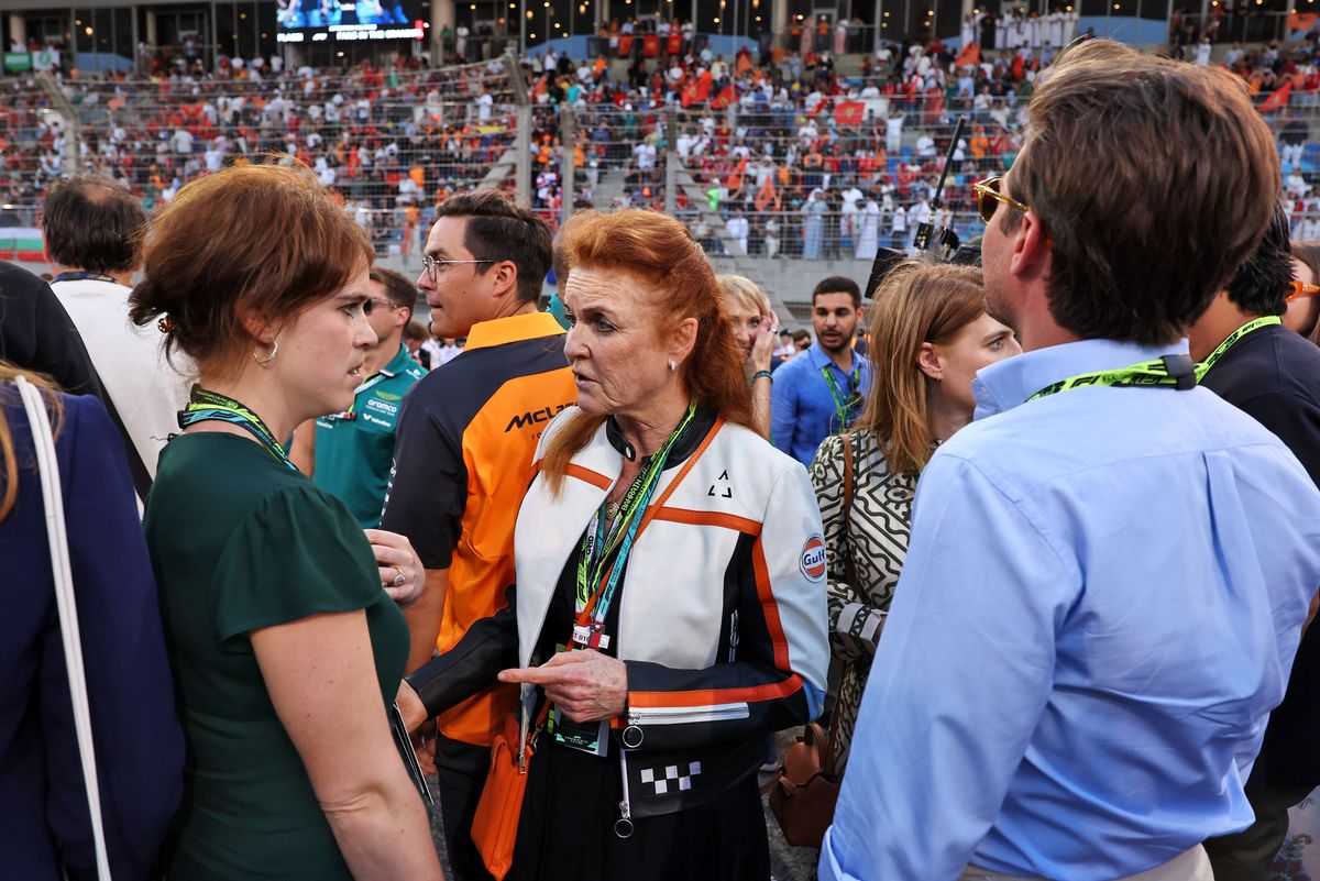Sara Ferguson with her daughters on the grid on April 13  