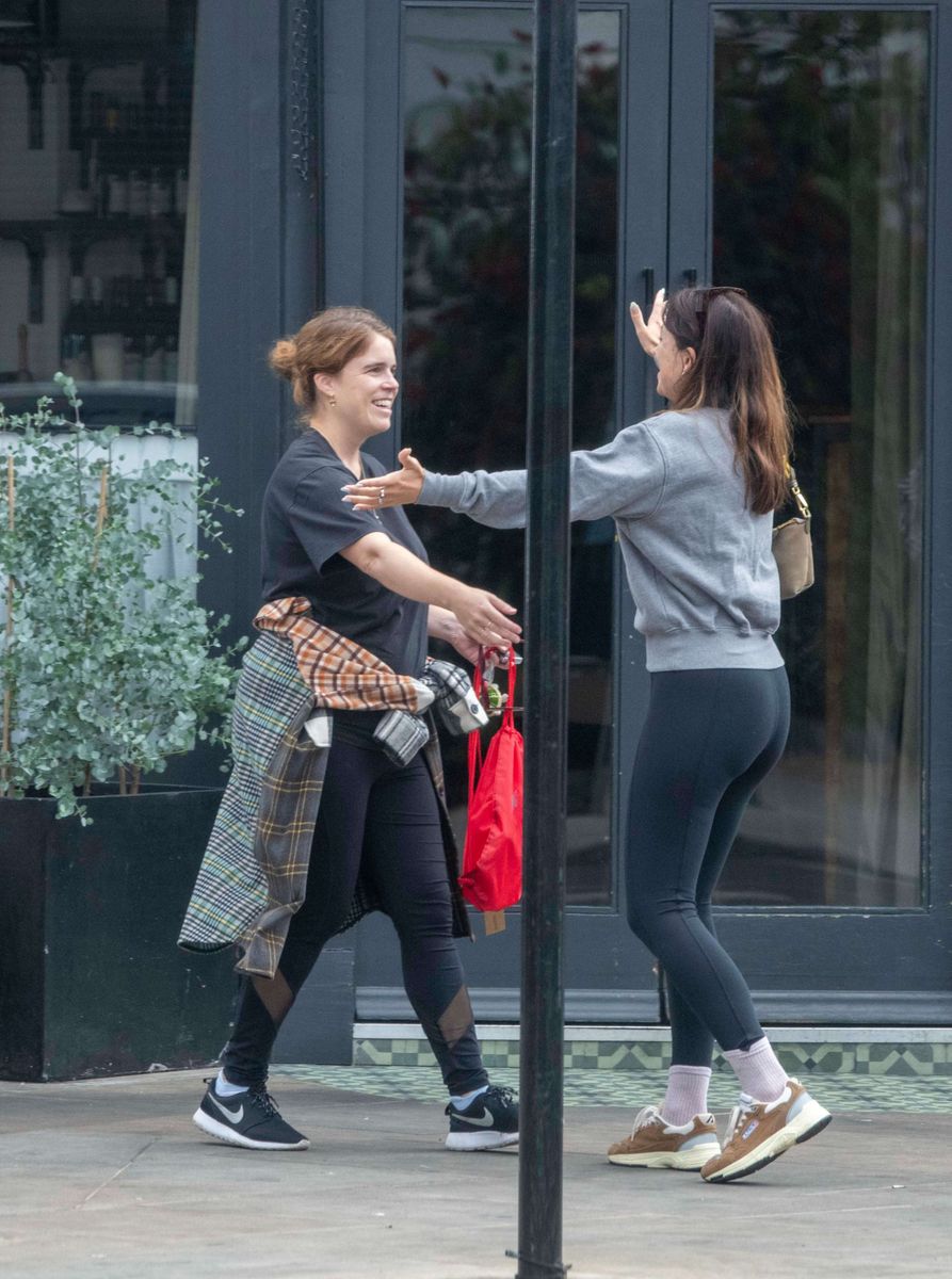 The Princess shared a warm reunion with a friend as she stepped out in London following the birth of her third child and first daughter.