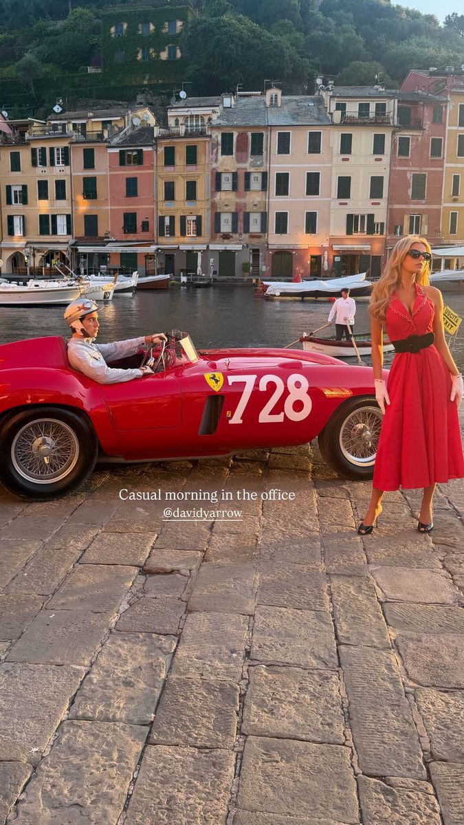 She had a red hot moment in front of a car