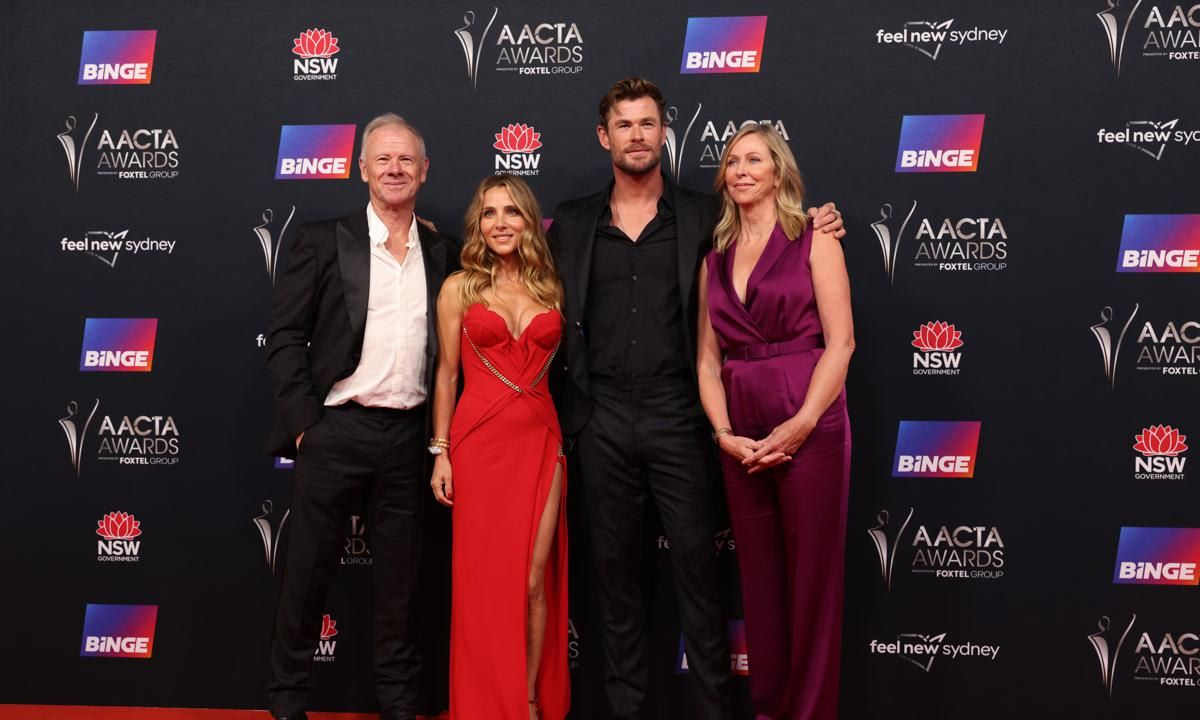 elsa pataky red dress Elsa Pataky Stuns in Red Beside Chris Hemsworth at AACTAs 