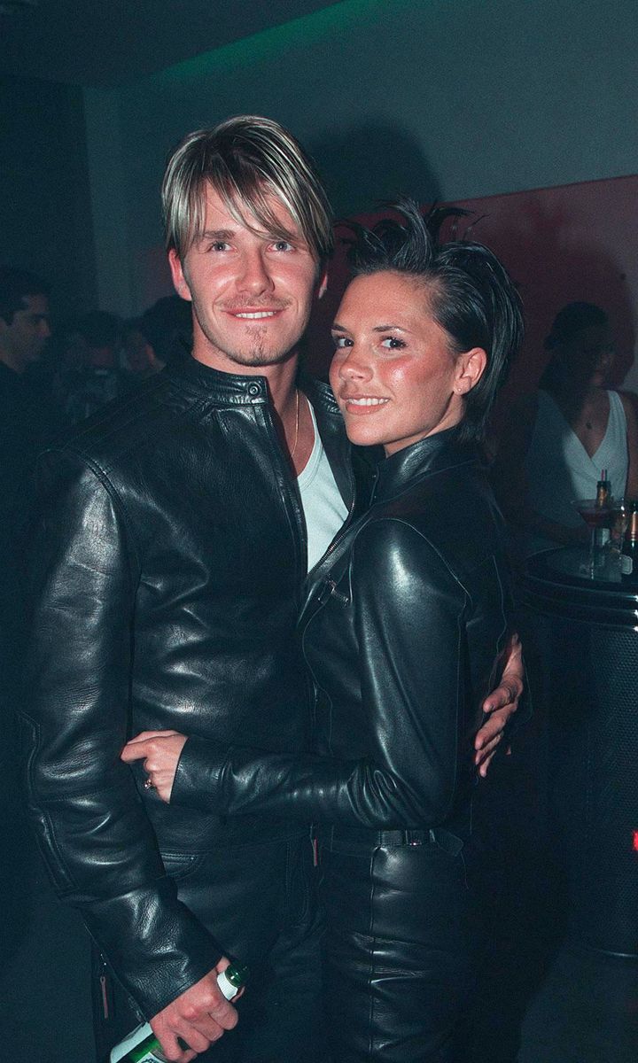 David Beckham And Victoria Adams At Versace Party