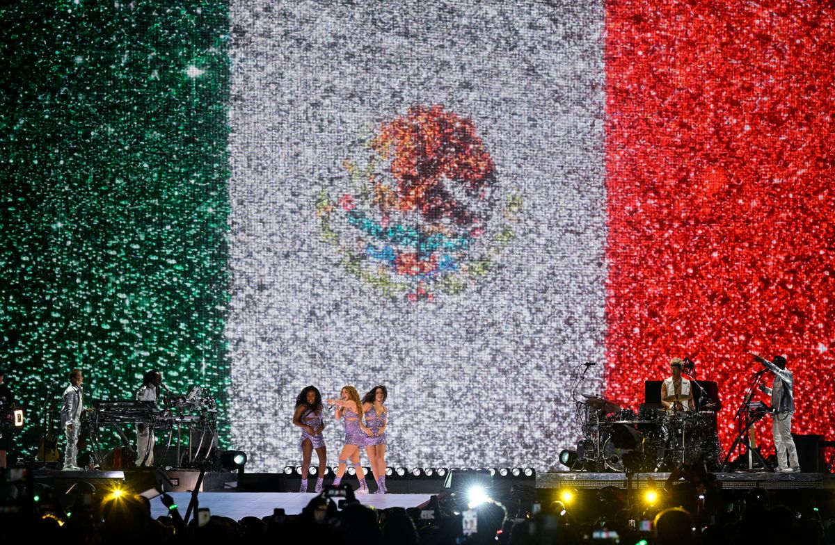 Shakira performs at GNP Stadium in Mexico City on August 26, 2025