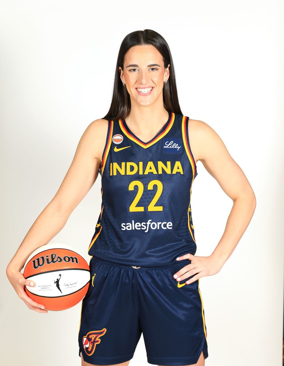 Caitlin Clark #22 of the Indiana Fever pose for a photo during the 2026 Indiana Fever Media Day at Gainbridge Fieldhouse 
