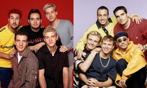 NSYNC's Joey Fatone revealed there was no beef between his boy band, left, and the Backstreet Boys.
<br>
Photos: Getty Images