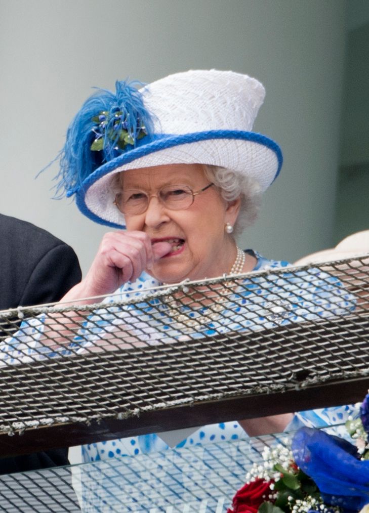 The Queen nervously biting her nails.