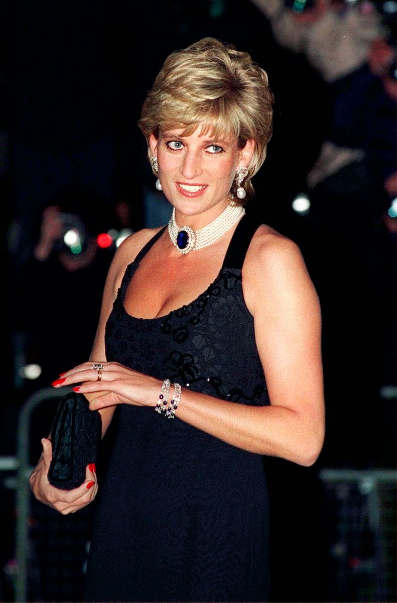 Princess Diana at a gala in London wearing a Jacques Azagury dress