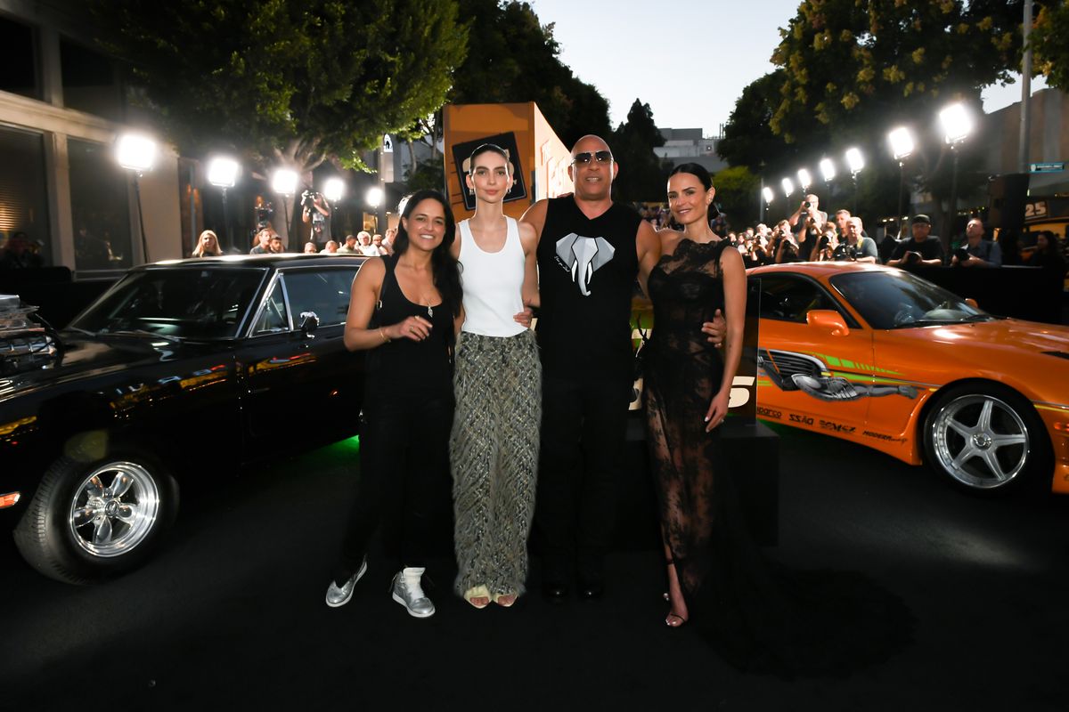 Michelle Rodriguez, Meadow Walker, Vin Diesel, and Jordana Brewster at a Special "Fast And The Furious" 25th Anniversary Screening