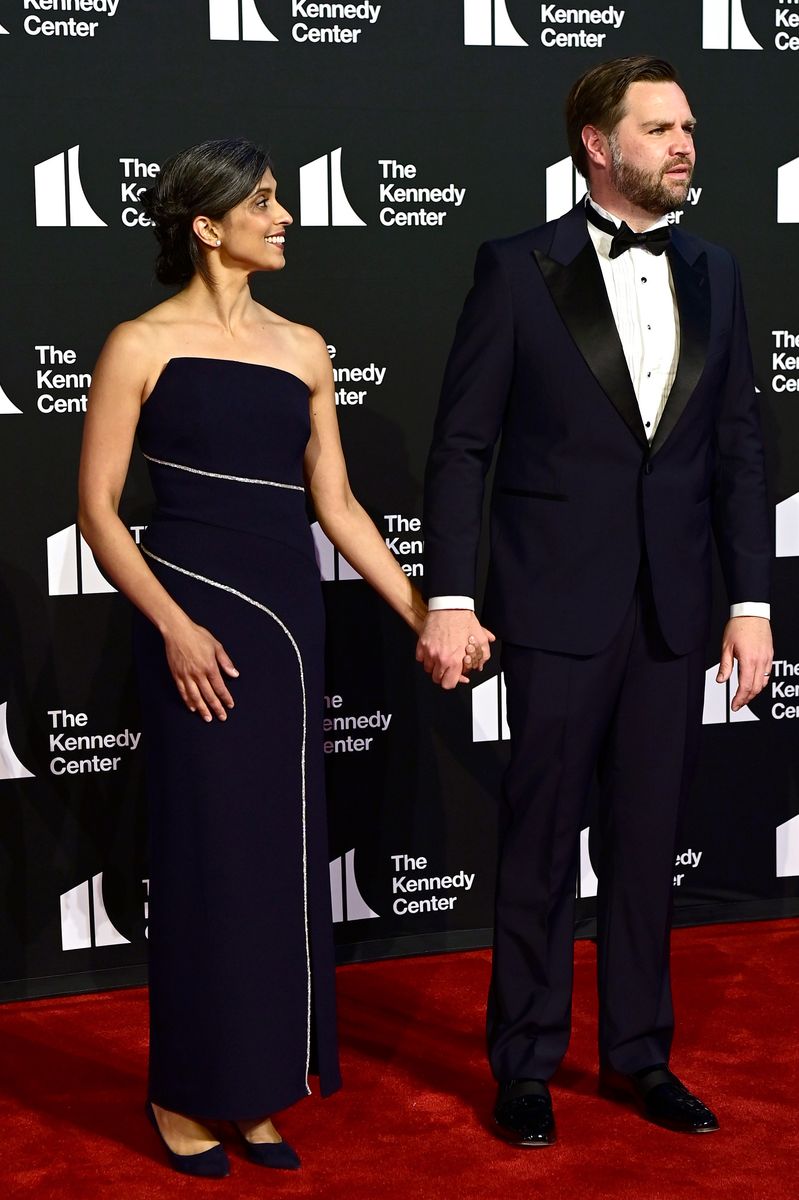 Usha Vance and U.S. Vice President JD Vance attend the opening night of "Les Misérables" at The Kennedy Center 