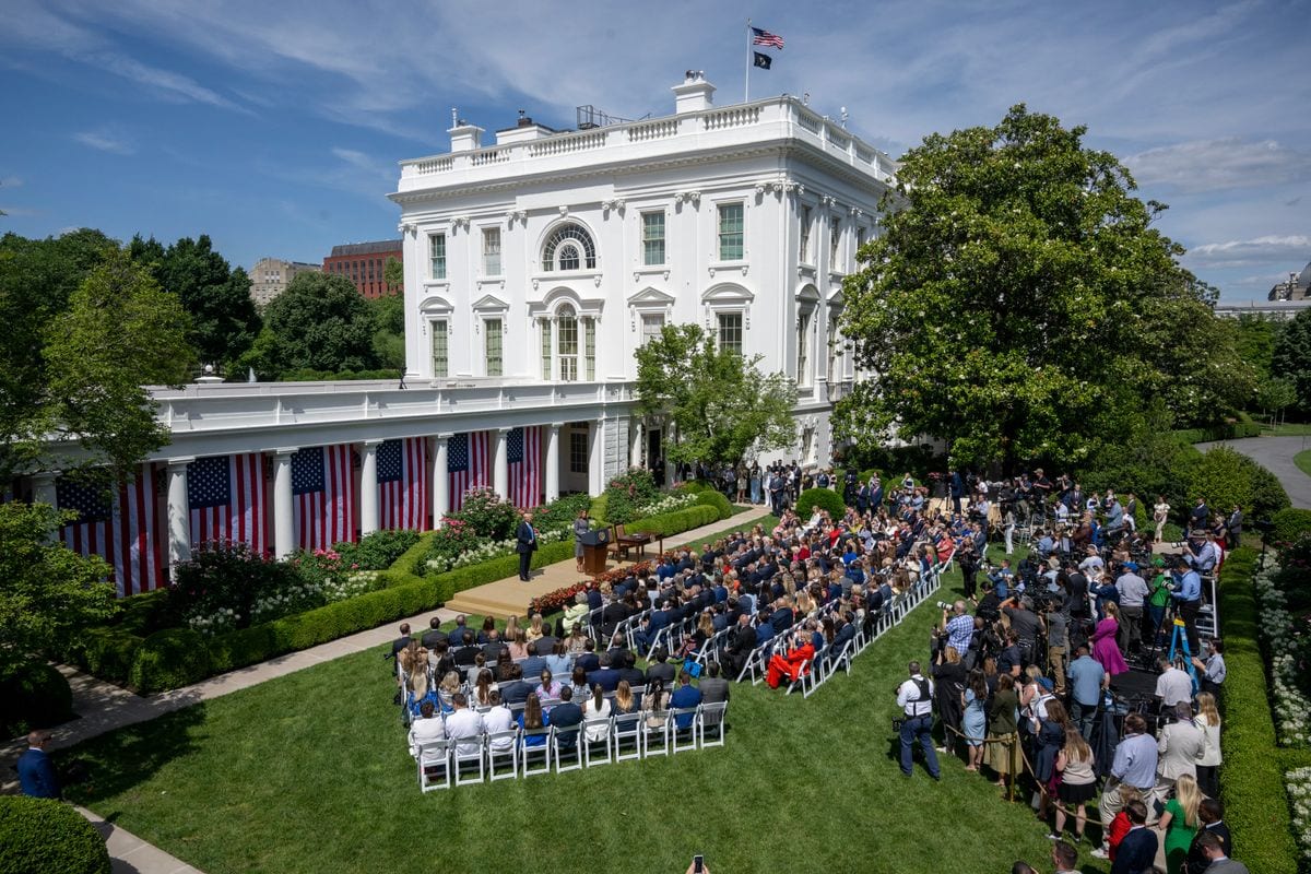 First lady Melania Trump signs the  TAKE IT DOWN Act alongside U.S. President Donald Trump
