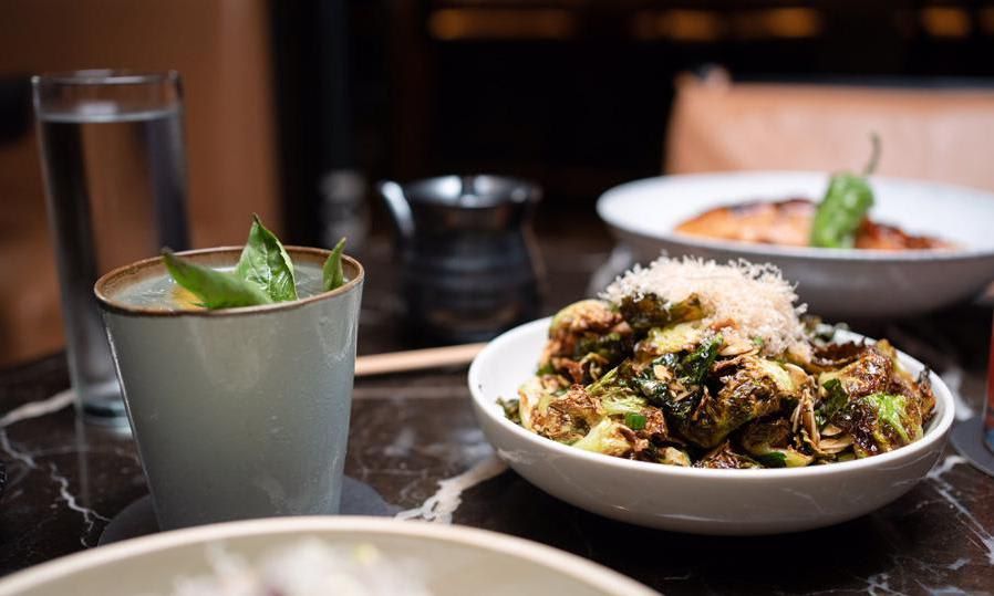 Crispy Brussels with Toasted Almonds recipe of Katsuya Brickell