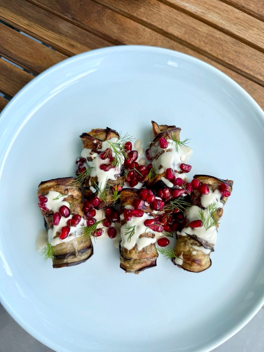 Recipe: Delicious Stuffed Eggplant Rolls with Chickpeas and Walnuts