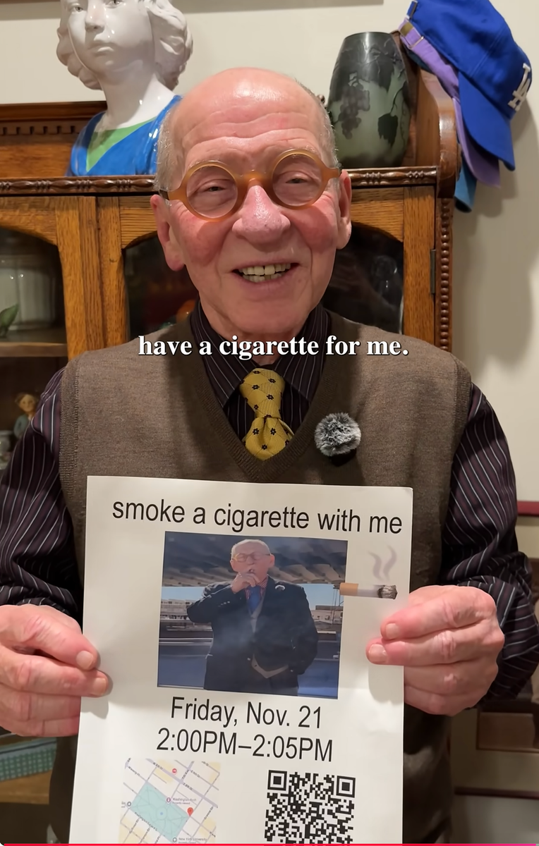 A 75-year-old got 2000 strangers in New York to smoke a cigarette with him