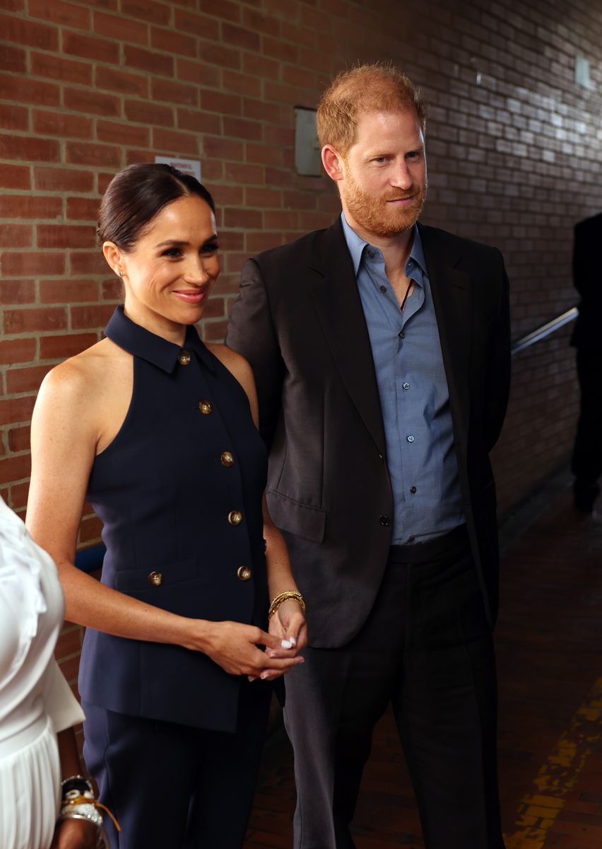 BOGOTA, COLOMBIA - AUGUST 15: Prince Harry, Duke of Sussex and Meghan, Duchess of Sussex visit local charter school, Colegio Cultura Popular during The Duke and Duchess of Sussex's Colombia Visit on August 15, 2024 in Bogota, Colombia. (Photo by Eric Charbonneau/Archewell Foundation via Getty Images)