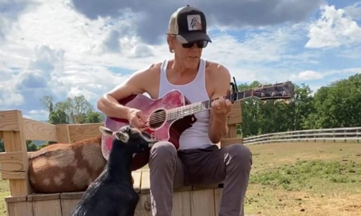 Kevin Bacon serenades his goats